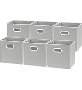 Simple Houseware Foldable Cube Storage Bins with Handles, 11-Inch, Gray, 6-Pack, Fabric Cubes Org...