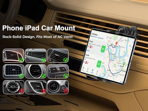 PLDHPRO iPad Holder for Car CD Slot, Adjustable Tablet Mount Air Vent Stand 