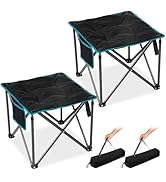 FUNDANGO Oversized Camping Stool for adults, 2 Pack Thick Padded 18.1 Inch Folding Ottoman Foot R...
