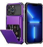 Nvollnoe for iPhone 13 Pro Max Case with Card Holder[Store 5 Cards] Dual Layer Heavy Duty Shockpr...