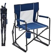 OLIXIS Outdoor Folding Rocking Chair for Adults, Portable Camping Lawn Chair with Mesh Back, Wate...
