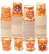 DIYASY 60 Pcs Fall Paper Cups Disposable, 9 oz Thanksgiving Cups Bulk | Autumn Party Coffee Cup B...