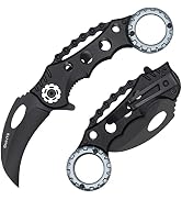 EMHTiii EDC Folding Pocket Knife: Sharp Raptor Stainless Steel Black Blade and Aluminum Handle, L...