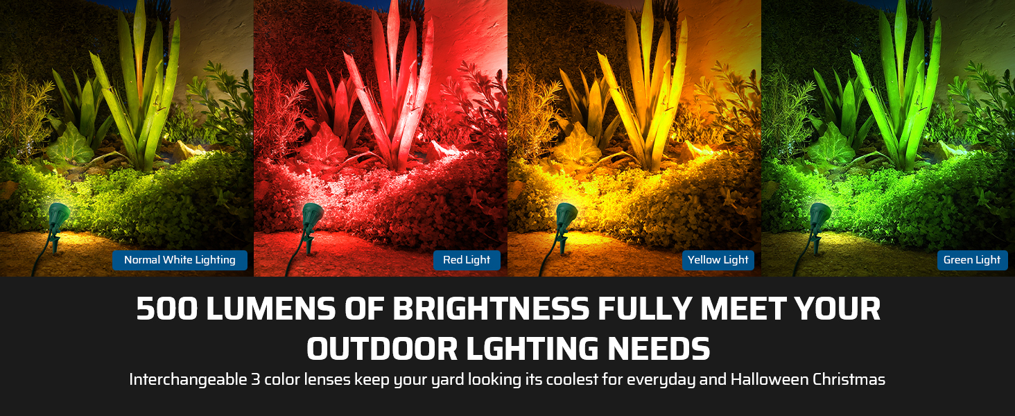 500LM &amp;amp;amp;amp;amp; 3 color lenses led outdoor spotlight