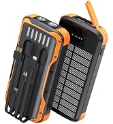 SOXONO Solar Charger Power Bank, PD 20W Fast Charging External Batter, 40000mAh Portable Phone Ch...