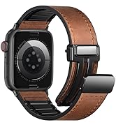 Charlam Magnetic Leather Bands Compatible with Apple Watch Bands 49mm 46mm 45mm 44mm 42mm 41mm 40...