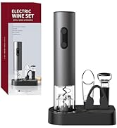 Aisining Electric Wine Opener Set – Automatic Corkscrew, Silent Operation, Includes Foil Cutter, ...