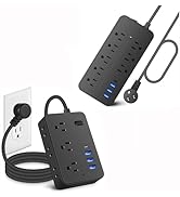 Asamoom 2pcs 20 FT Extension Cord with Multiple Outlets