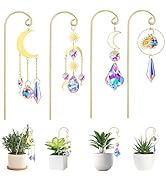 4Pcs Gold Plant Stake Suncatcher Small Trellis for Mini Potted Plants Golden Plant Stake Sun Catc...