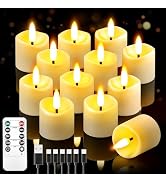 6Pcs Rechargeable Tea Lights: 1.5"x2.2" Flameless LED Votive Candles with Remote &amp; Timer, USB Bat...