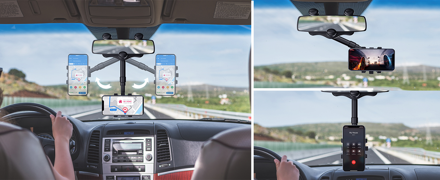 Rear View Mirror Phone Holder