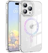 DOMAVER Magnetic for iPhone 14 Pro Case Clear Glitter [Compatible with MagSafe] Bling Sparkle Sof...