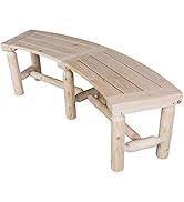 Kdgarden Outdoor Wooden Curved Backless Porch Bench Rustic Style Cedar/Fir Wood Log Fire Pit Benc...