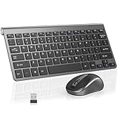 Compact Wireless Keyboard Mouse Combo, Mini Portable Travel Keyboard and Silent Mouse Set with US...