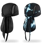 MELASA Do Rag Skull Cap Helmet Liner, Cooling Mesh Bandana Cap, Sweat Dew Rags Head Cover for Men...