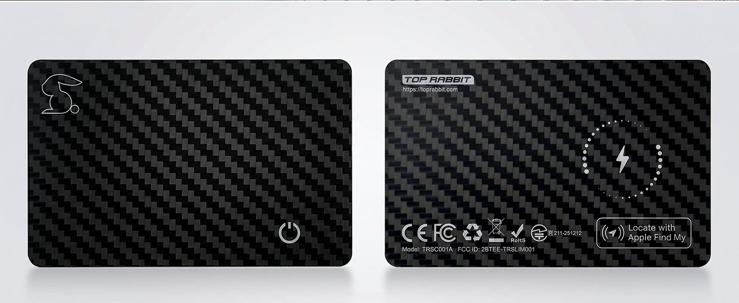 TRSC001CF-Front and back view of carbon fiber tracker card