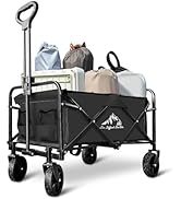 Collapsible Foldable Wagon, Beach Cart Large Capacity, Heavy Duty Folding Wagon Portable, for Out...