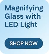 Close-up of a durable 10X glass lens on a light with magnifying glass.