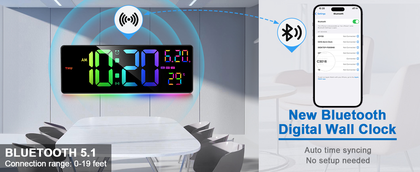 digital clock with date and day of week