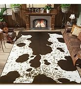 Amearea Faux Cowhide Rugs for Living Room, 4x6 Feet Machine Washable Cow Print Area Rug for Bedro...
