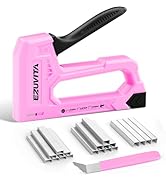 EZUVITA Light Duty Staple Gun for Wood, Pink Upholstery Staple Gun Kit with 2000pcs JT21 Staples ...