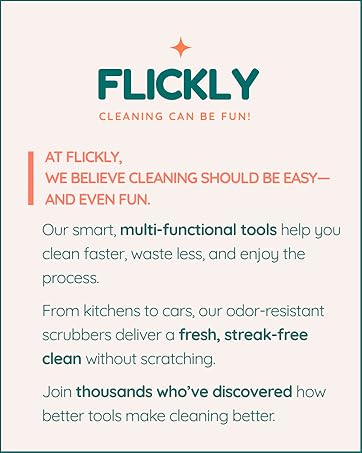 Flickly brand message about easy, fun, multi-purpose cleaning.