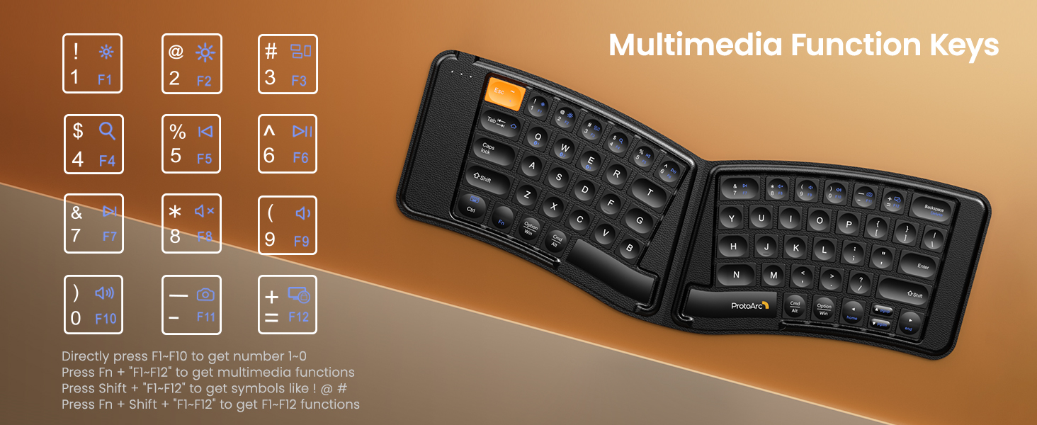 Ergonomic Split Bluetooth Foldable Keyboard multi-device - Black A+ content page (22)