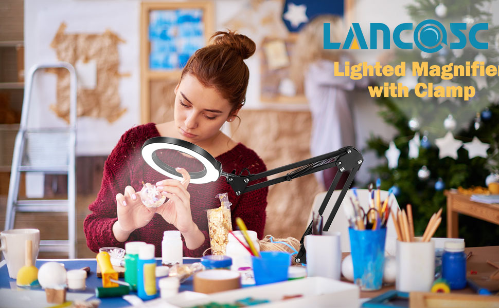 magnifying lamp with clamp