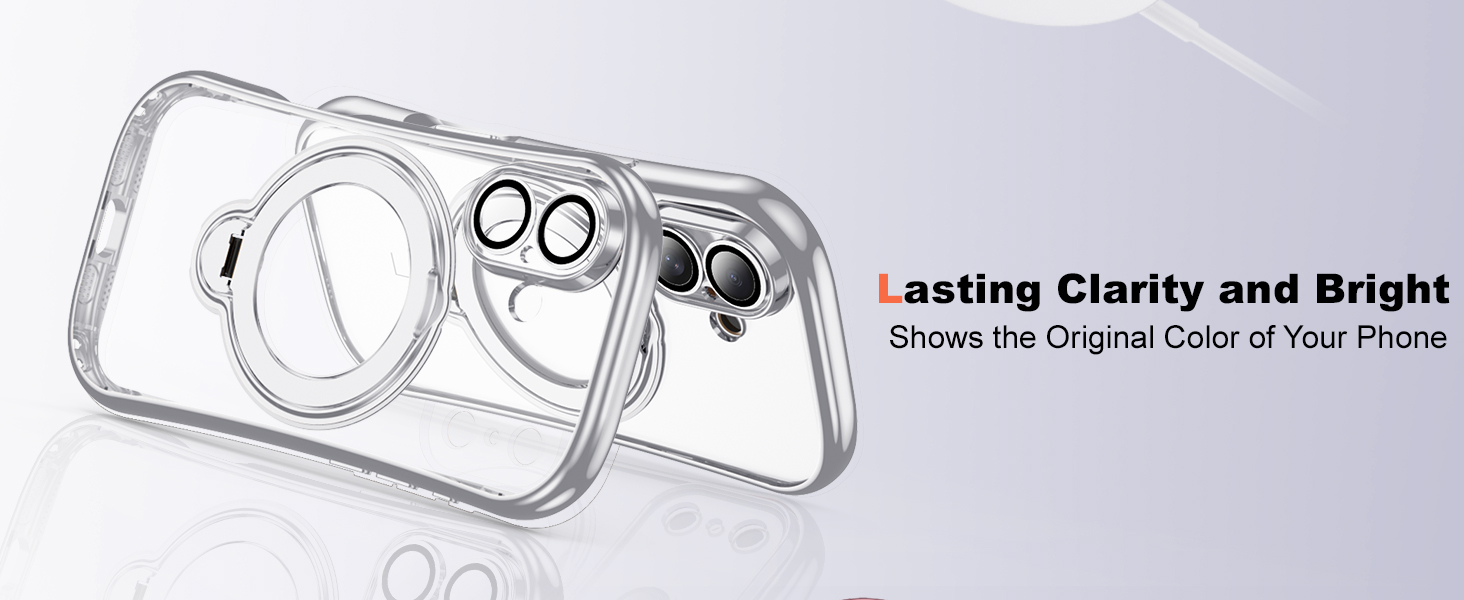 Clear Phone Case with 360° Rotatable Magnetic Stand