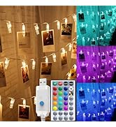 Solhice 20ft Photo Clips String Lights Color Changing 40 LEDs, Hanging Lights for Teen Girls Room...