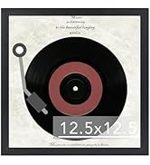 JCJMY Wood Vinyl Record Frame for the Wall, Display 12.5x12.5 Album Cover and 12x12 LP Vinyl Reco...