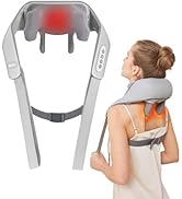 PERLEVI Cordless Neck Shoulder Massager with Heat,Deep Tissue Kneading Relieves Tension Improves ...