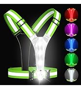 Zacro LED Reflective Vest with Chest Light 500LM, 5 RGB Colors High Visibility Rechargeable Light...