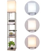 Gupuzm Floor Lamp with Shelves, Modern Square Standing Lamp with 3 Color Temperature Bulb, Corner...