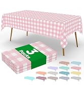Smiry Plastic Table Cloth Disposable 3 Pack, 54x108 Inch Rectangle Waterproof Table Cover for Par...