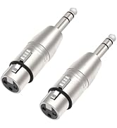 SQWRWY XLR Female to 1/4" TRS Adapter, 2-Pack, Balanced 6.35mm Male to XLR Female Connector for M...
