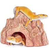 REPTI ZOO Volcano Gecko Hide Cave, Glow-in-The-Dark Reptile Hideout for Geckos Lizards Hermit Cra...