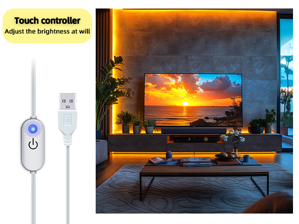 UVTaoYuan touch dimming light belt in the TV cabinet and living room application scenarios