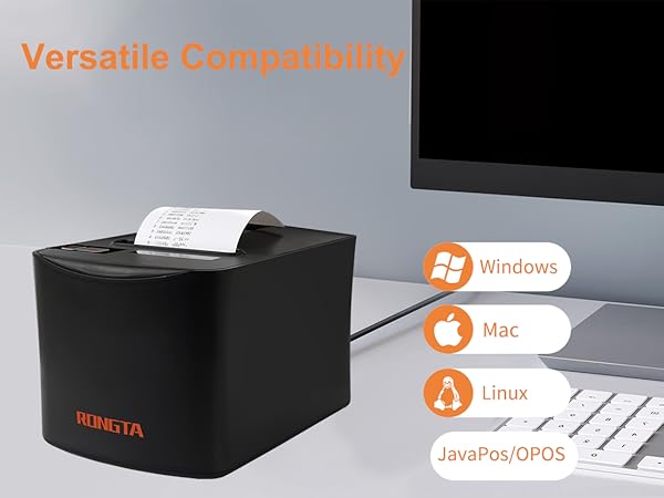 Versatile Compatibility receipt printer compatible with windows,mac,Linux