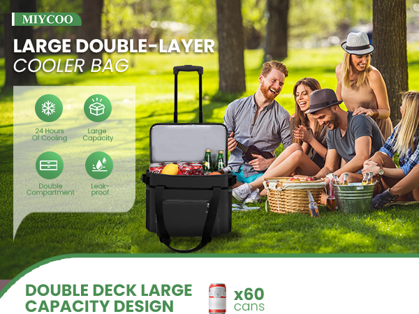 Glide through any trip with the wheeled MIYCOO soft cooler bag, designed for ultimate ease.