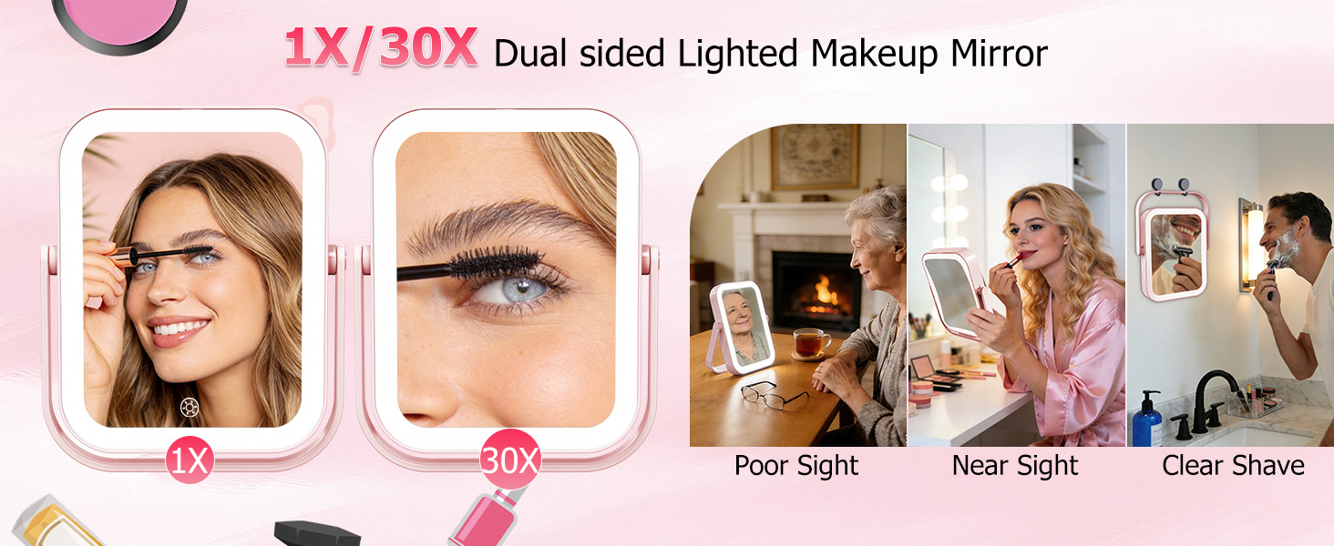 rechargeable travel mirror