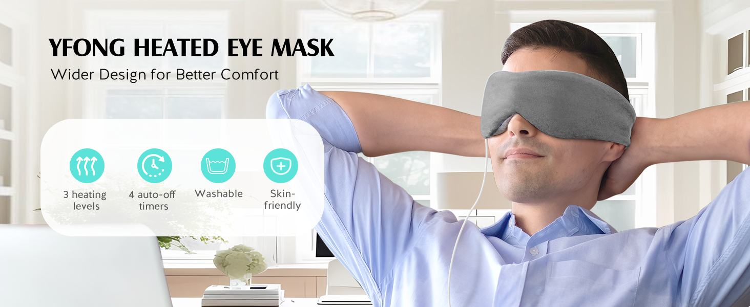 Heated Eye Mask, Warm Eye Compress Mask for Dry Eyes, USB Electric Eye Heating Pad