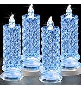 SupBri LED Candles, 4Pack Battery Operated Candles with Rose Light Halo, Romantic Flameless Pilla...