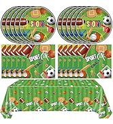 41Pcs Sports Birthday Party Decorations-Sports Theme Party Tableware Set,Soccer Basketball Baseba...