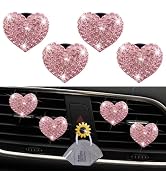 Bling Heart Air Vent Clips, Crystal Heart Car Air Fresheners Vent Clips Diffuser Vent Clip Rhines...