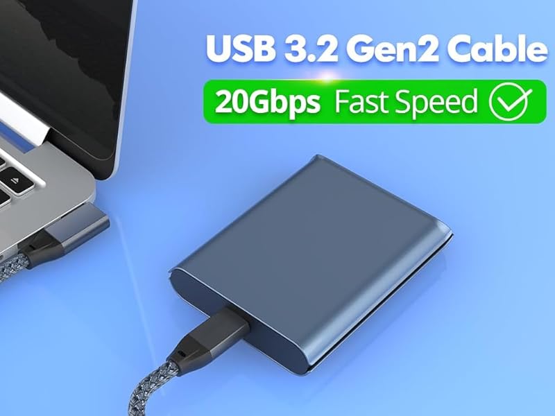 usb c 3.2 3.1 20gbps data transfer sync fast speed cable charge charger