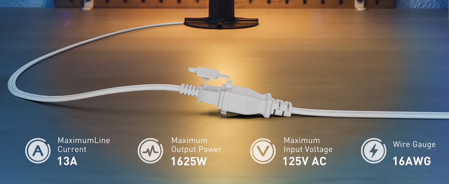 360° Rotating Flat Plug Short Extension Cord