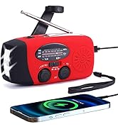 FM/AM/NOAA Weather Radio Hand Crank Self Powered Solar Emergency Radios with 3 LED Flashlight 200...
