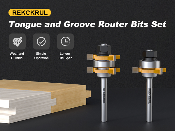 2 PCS Professional Tongue and Groove Router Bit Set