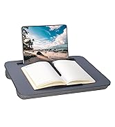 Lap Desk Dark Grey, Portable Laptop Desk Fits Up to 16" Laptops, with Tablet Slot, Built-in Cushi...